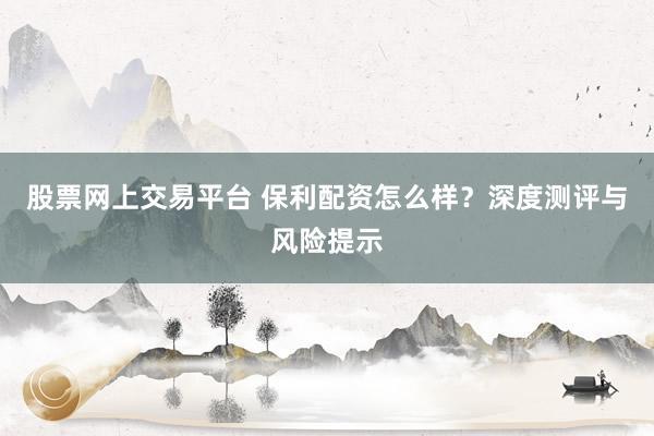 股票网上交易平台 保利配资怎么样?深度测评与风险提示