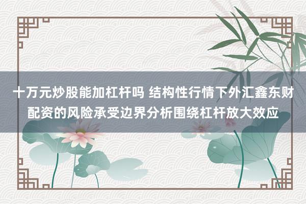 十万元炒股能加杠杆吗 结构性行情下外汇鑫东财配资的风险承受边界分析围绕杠杆放大效应